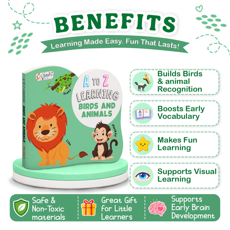 A to Z Learning Birds and Animals Board Book for Kids – Fun Picture Early Learning (Age 1+ Years)