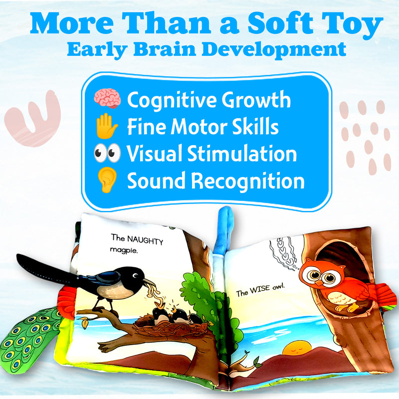 Bird Tails – Baby's First Cloth Book (Age 0+) | Crinkle Sound, Gentle Touch Sensory Books