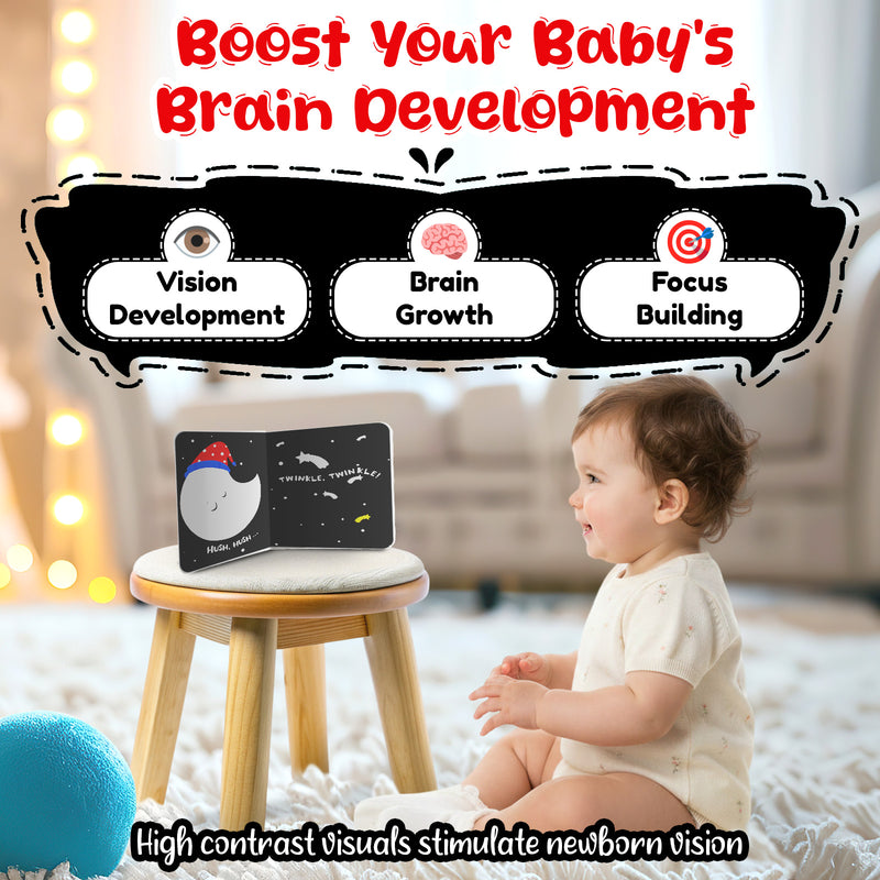 Baby's First High Contrast Book for Babies  – Soft & Safe Bedtime Black and White Book (0+ Months)