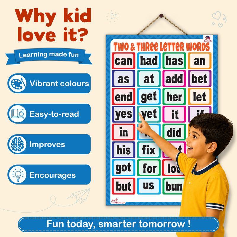 Two & Three Letter Words - Thick Laminated Primary Chart