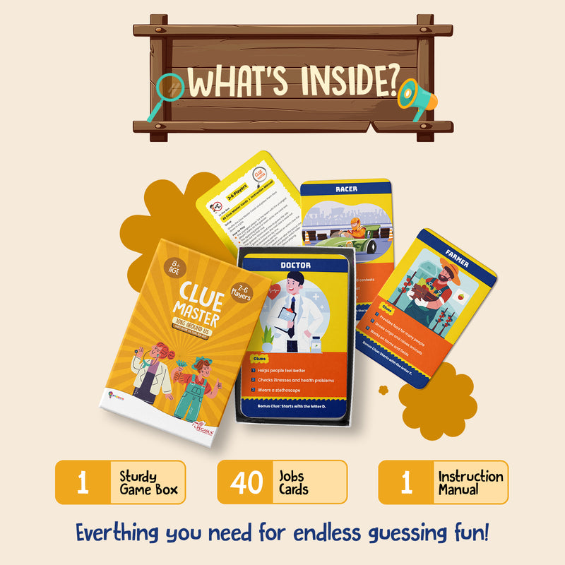 Clue Master Jobs Around Us Game for Kids | Fun Guessing Card Game with Clues & Brain Boosting Activities (Age 8+ Years, 2–6 Players)