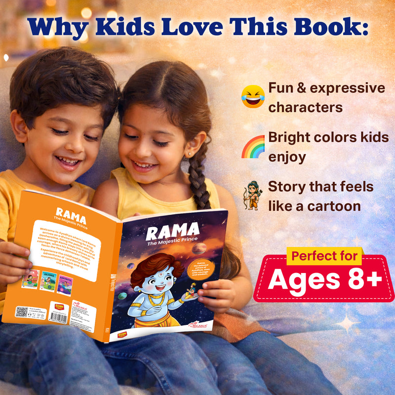 Lord Rama – The Majestic Prince | Illustrated Mythology Story Book for Kids 8+ | Life Lessons, Values & Moral Stories | Engaging Comic-Style Book in Simple English