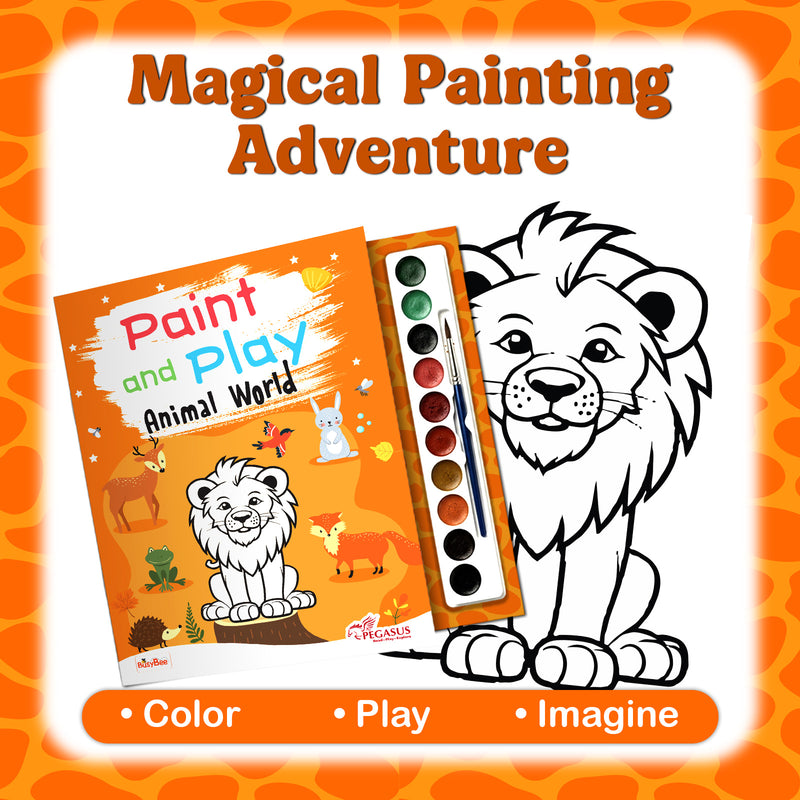 Animal World Colouring Book for Kids – Paint and Play Watercolour Painting Set (Age 3+ Years)