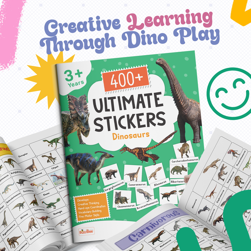 400+ Ultimate Reusable Stickers Dinosaurs Activity Book (Age 3+ Years)