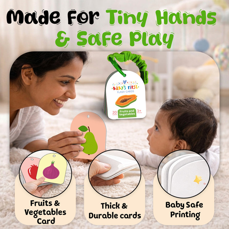 Baby’s First Flash Cards – Fruits & Vegetables | Early Learning & Mind Building Cards (3+ Months)