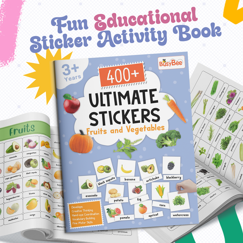 400+ Ultimate Stickers Fruits and Vegetables for Kids – Fun Learning Activity Book (Age 3+ Years)