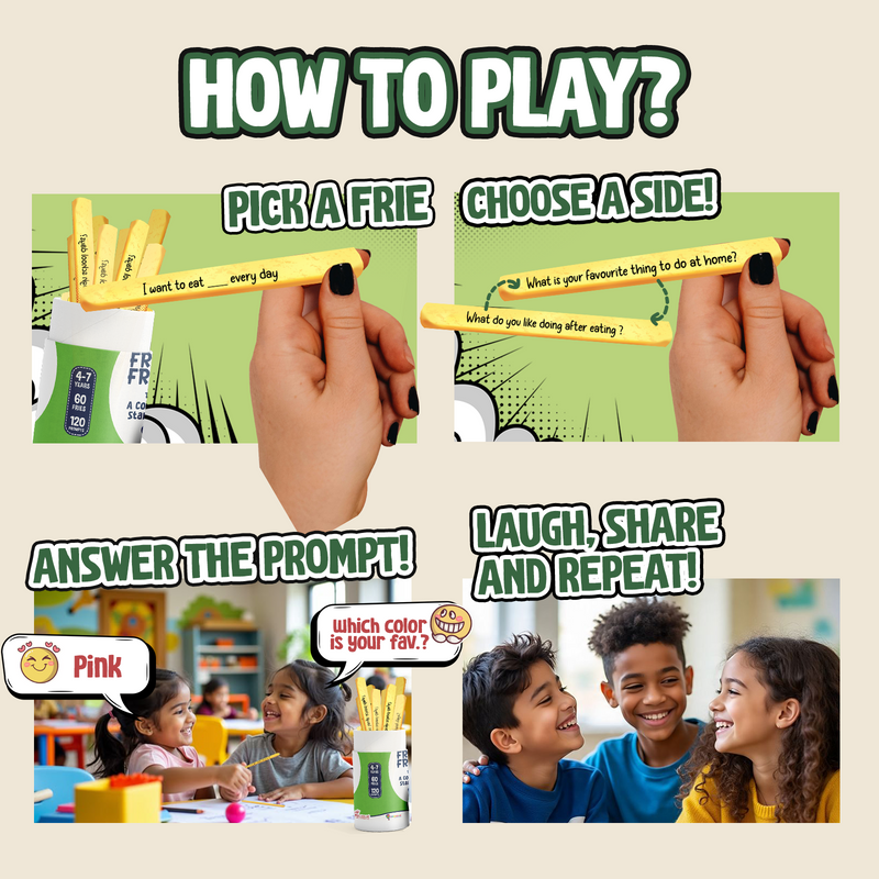 Fries with Friends - Tiny Talks Fun Conversation Stick Game For Kids and Teens (Age 4-7 Years)