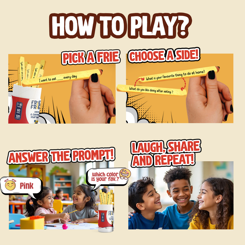 Fries with Friends Junior Talks - Fun Conversation Stick Game For Kids, and Teens(Age 7-10 Years)
