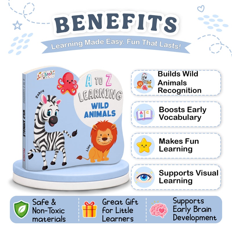 A to Z Learning Wild Animals Board Book for Kids – Early Learning Wild Picture Book (Age 1+ Years)