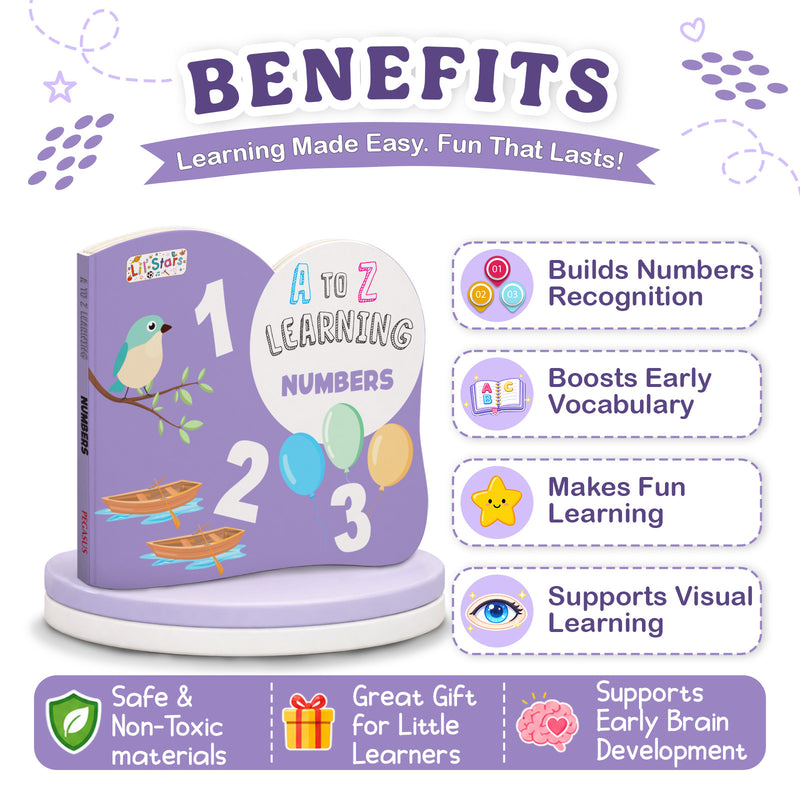 A to Z Learning Number Board Book for Kids – Number Picture Early Learning (Age 1+ Years)