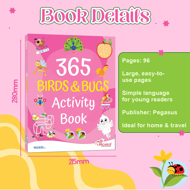 365 Birds & Bugs Activity Book for Kids – Mazes, Puzzles, and Memory Learning Books (Age 3+ Years)
