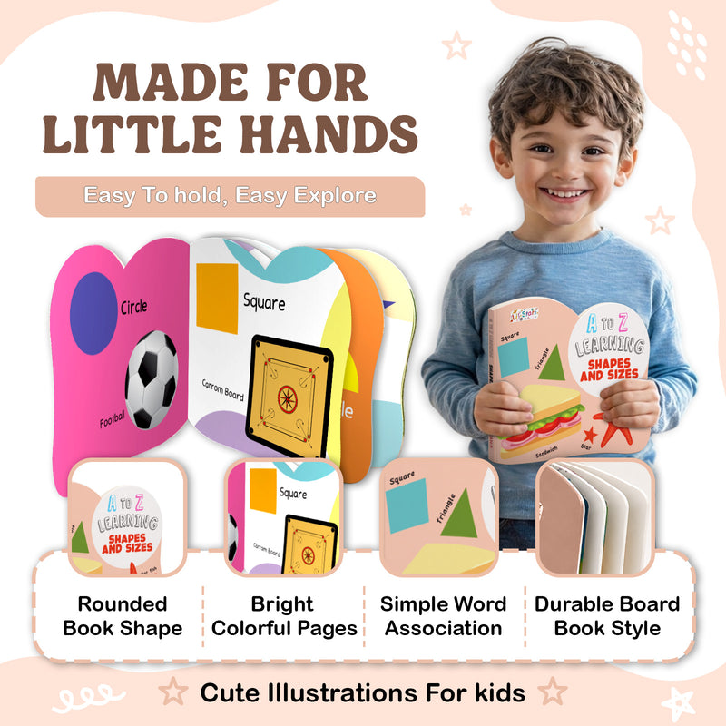 A to Z Learning Shapes and Sizes Board Book for Kids – Early Learning Shape Book (Age 1+ Years)