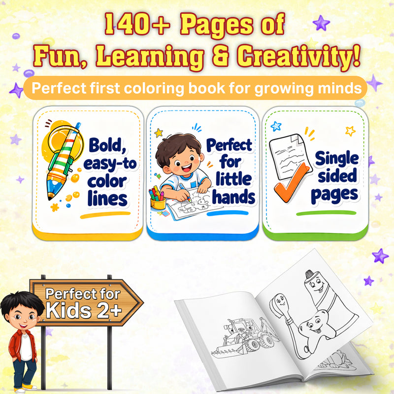 Jumbo Cartoon Colouring Book 2 for Kids – Creative Colouring Books with 140+ Fun Pictures (Age 3+ Years)