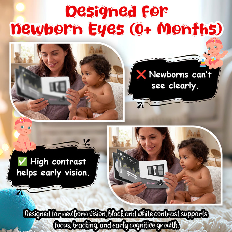 Baby's First High Contrast Book for Babies  – Soft & Safe Bedtime Black and White Book (0+ Months)