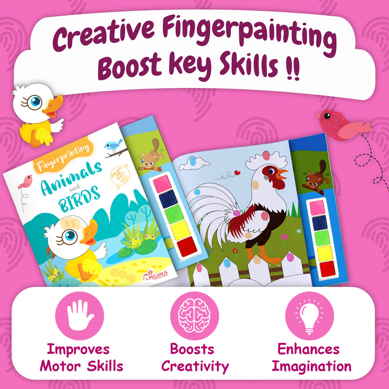 Fingerprinting Animals and Birds – Creative Art and Craft Activity Book for Kids (Age 3+ Years)