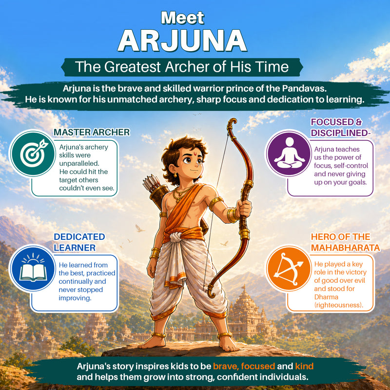 Arjuna: The Fearless Warrior | Illustrated Mythology Story Book for Kids 8+ | Courage, Focus & Discipline | Engaging Comic-Style Book in Simple English