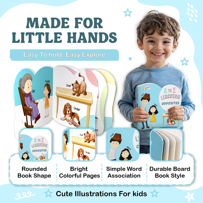 A to Z Learning Opposites Board Book for Kids – Early Learning Words Picture Book (Age 1+ Years)