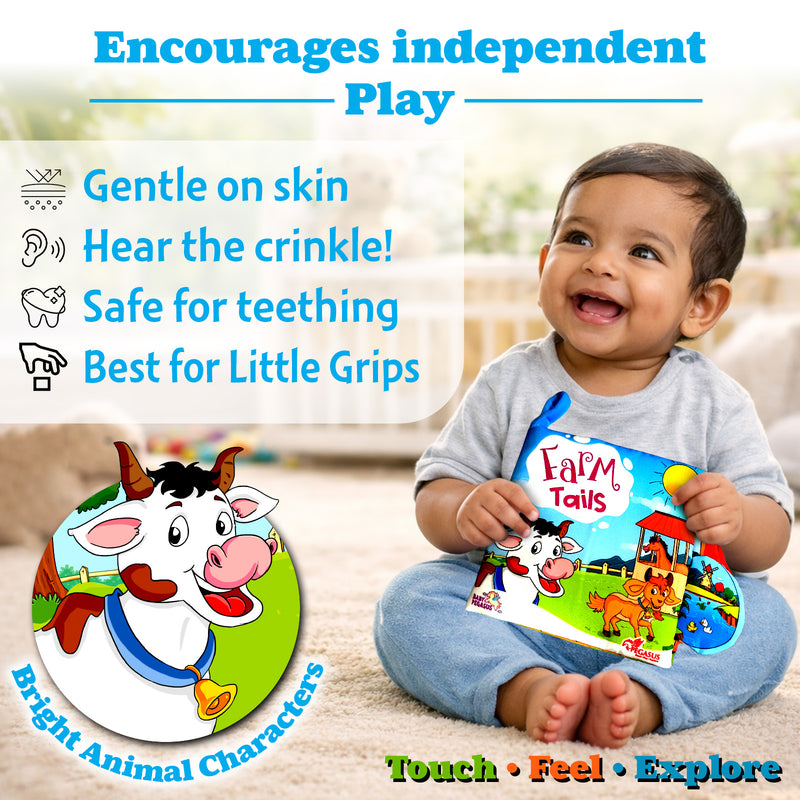 Farm Tails – Baby's First Cloth Book (Age 0+) | Crinkle Sound, Gentle Touch Sensory Books
