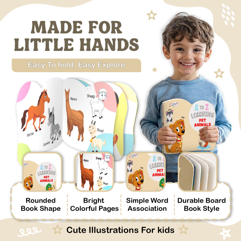 A to Z Learning Pet Animals Board Book for Kids – Early Learning Pet Picture Book (Age 1+ Years)