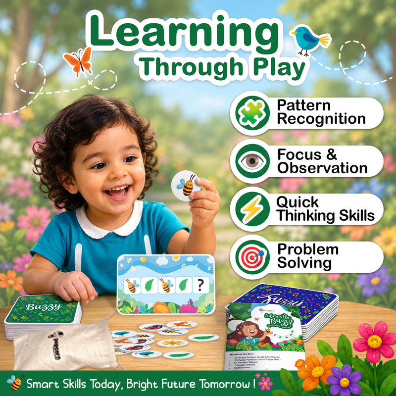 Where’s the Buzz Memory Matching Card and Puzzle Games for Kids, Creative Fun Learning Pattern (Age 3+ Years)