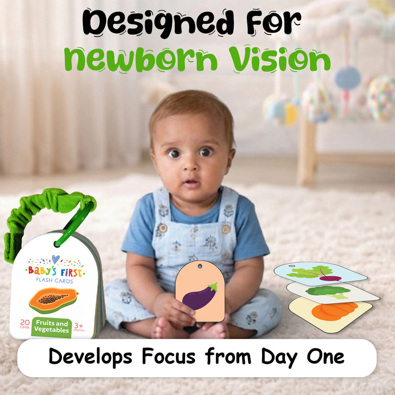 Baby’s First Flash Cards – Fruits & Vegetables | Early Learning & Mind Building Cards (3+ Months)