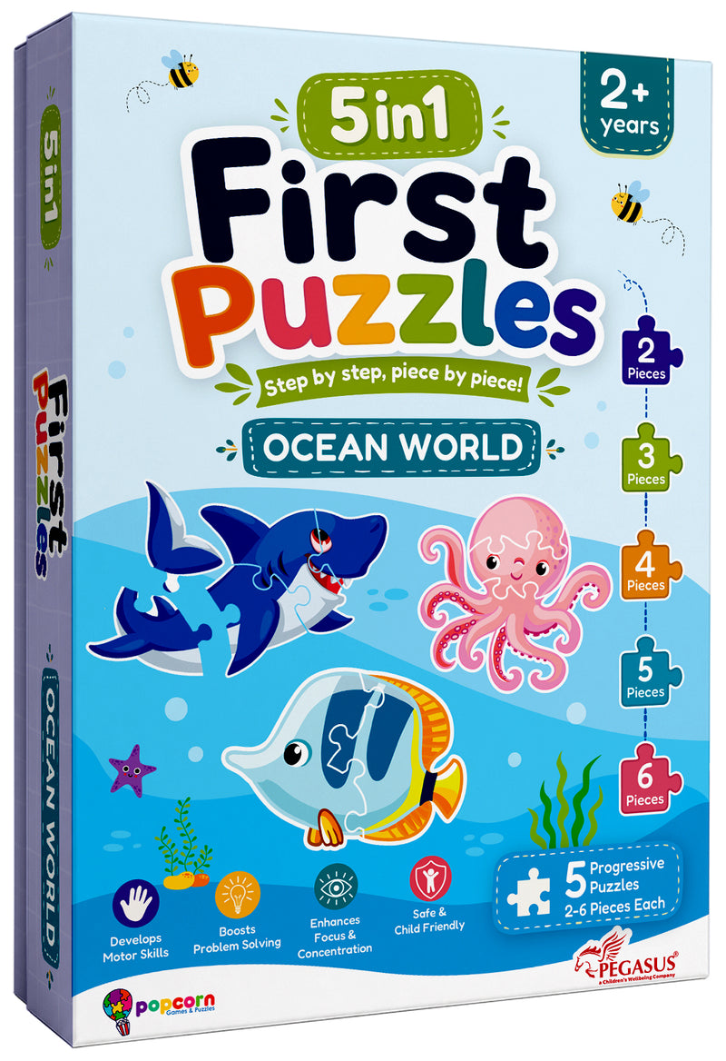 5-in-1 First Puzzles Ocean World for Toddlers and Kids (Age 2+ Years) Jigsaw Puzzle Set | Fun Memory Games and Creative Activity