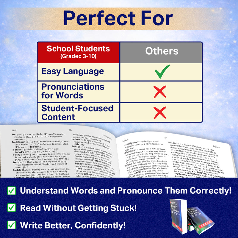Pegasus English Student Dictionary – Best School Dictionary with 150,000+ Words (Age 8+ years)