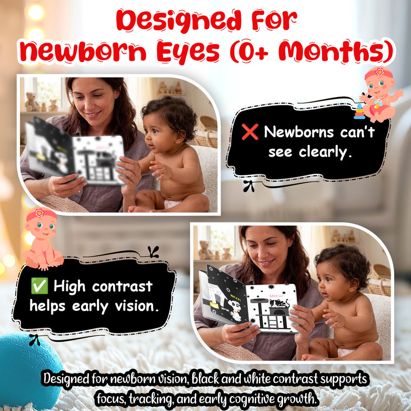 Baby’s First High Contrast Book for Babies – Soft & Safe Animals Black and White Book (0+ Months)