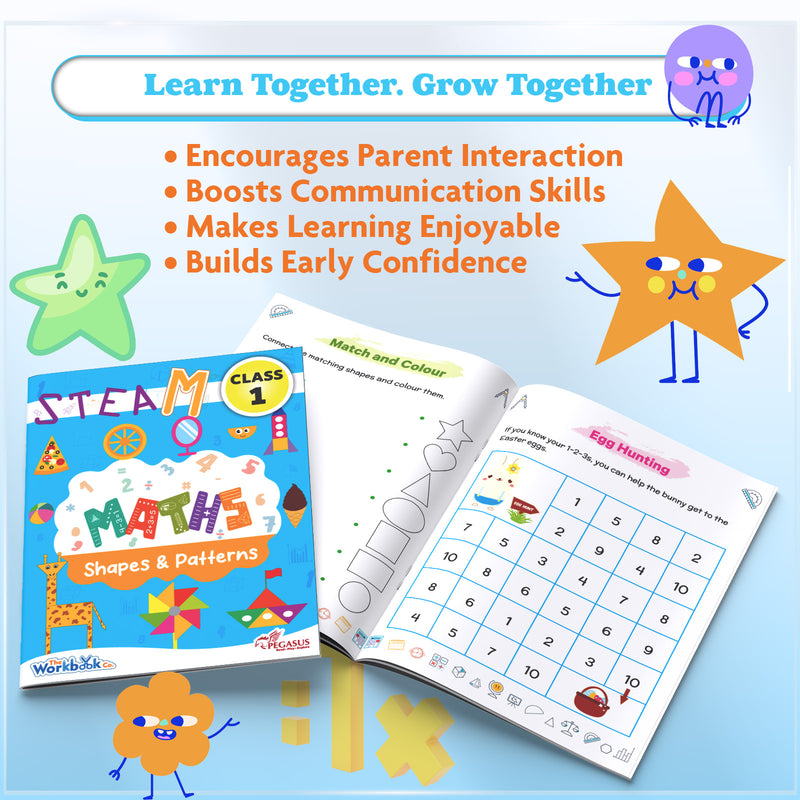 STEAM Maths Shapes & Patterns Workbook for Class 1 | Early Maths Activity Book (Age 5–7 Years)