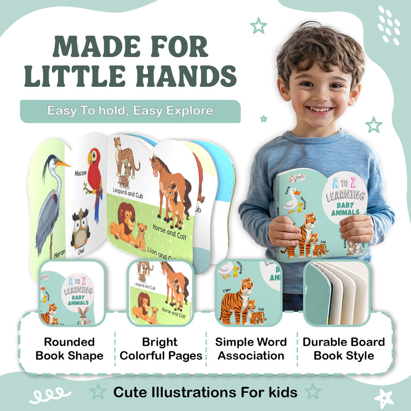 A to Z Learning Baby Animals Board Book for Kids – Early & Fun Learning Book (Age 1+ Years)