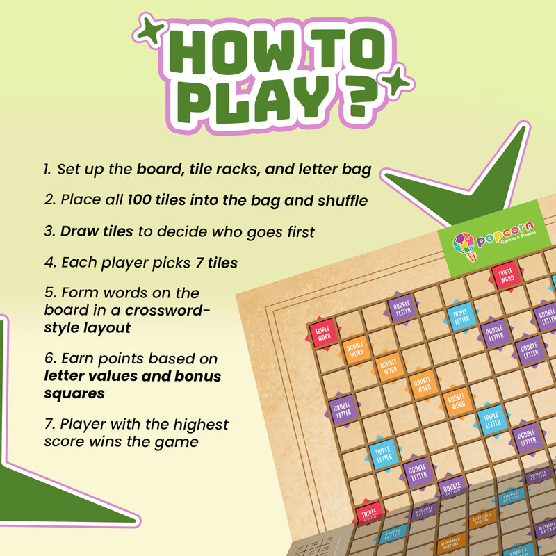 The Game of Words Board Game for Kids and Family Word Building Crossword Game Vocabulary and Spelling Game (Age 8+ Years)