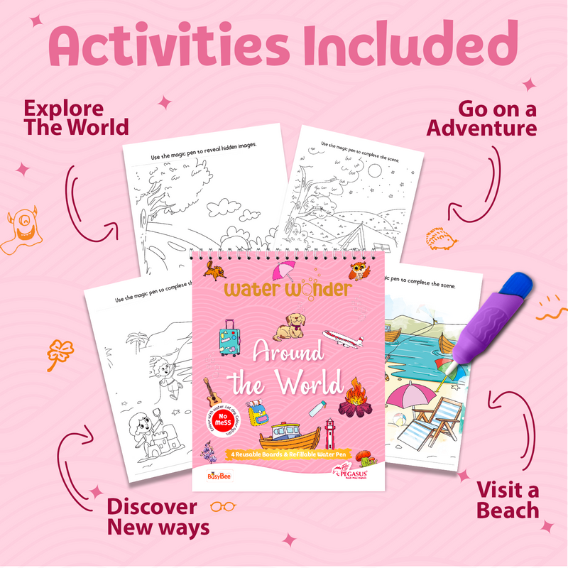 Water Wonder Colouring Book – Around the World Reusable Magic Books for Kids (Age 3+ Years)