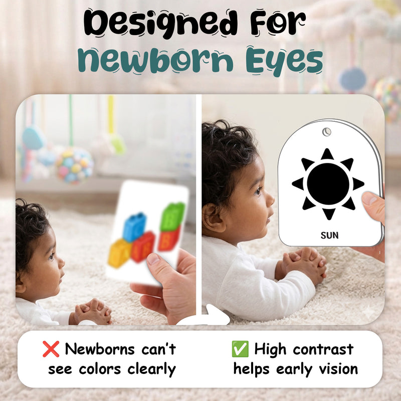 Baby’s First High Contrast Flash Cards – Black & White Visual Stimulation Cards (0+ Months)