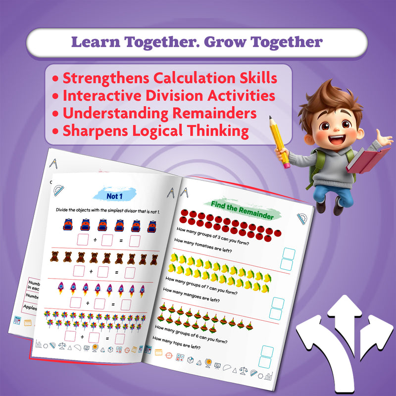 STEAM Maths Division Workbook for Class 3 | Activity Book with Equal Grouping, Sharing, Remainders & Word Problems (Age 7–9 Years)