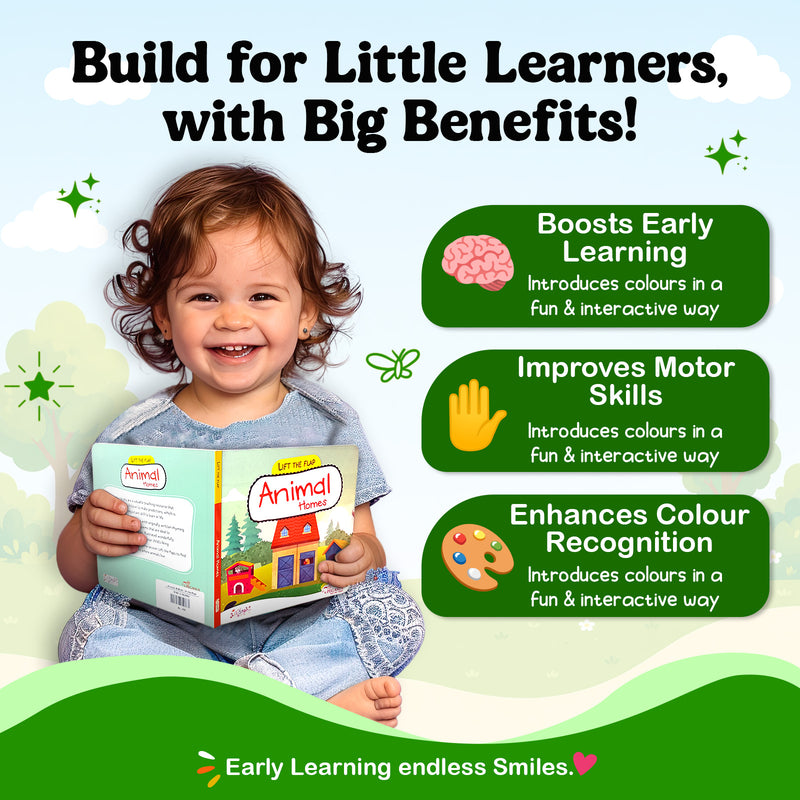 Lift the Flap Animal Board Book for Kids – Early Learning Animals & Their Homes (Age 2+ Years)