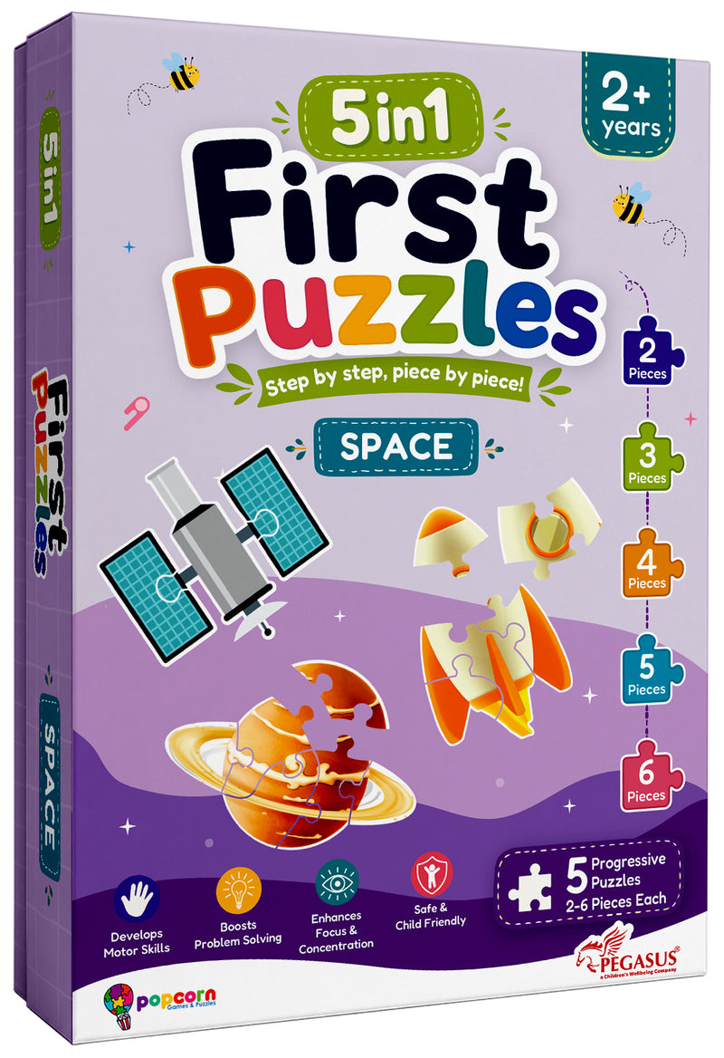 5-in-1 First Puzzles Space for Toddlers and Kids (Age 2+ Years) Jigsaw Puzzle Set | Fun Memory Games and Creative Activity