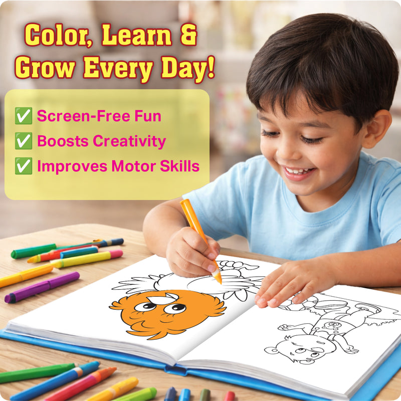 Jumbo Cartoon Colouring Book 1 for Kids – Creative Colouring Books with 140+ Fun Pictures (Age 3+ Years)