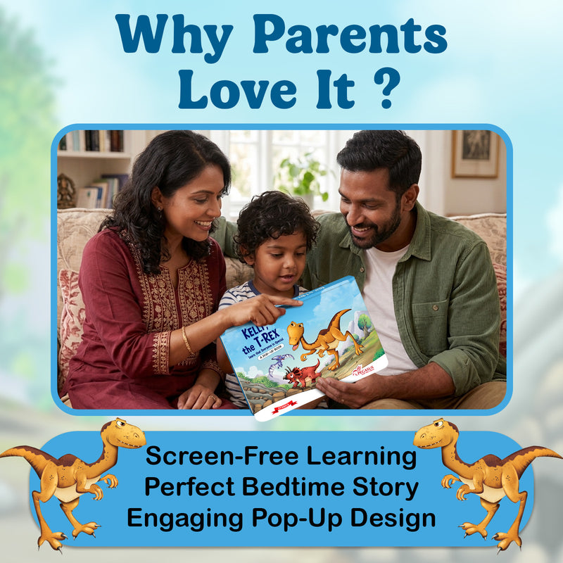 Kelly, the T-Rex – Pop-Up Book for Kids | Bedtime Story Book with love & Kindness (Age 2+ Years)