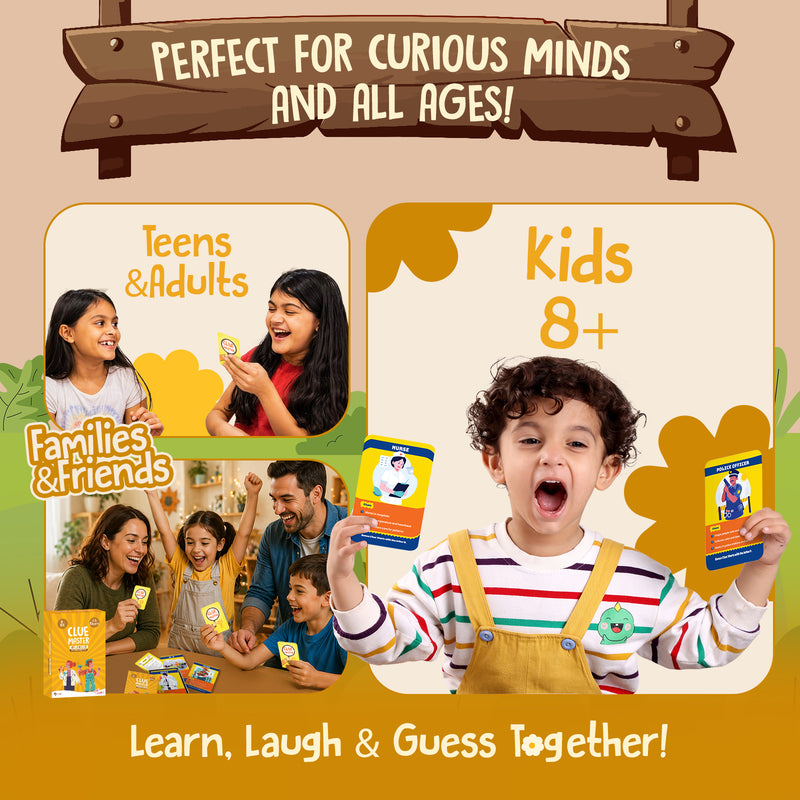 Clue Master Jobs Around Us Game for Kids | Fun Guessing Card Game with Clues & Brain Boosting Activities (Age 8+ Years, 2–6 Players)