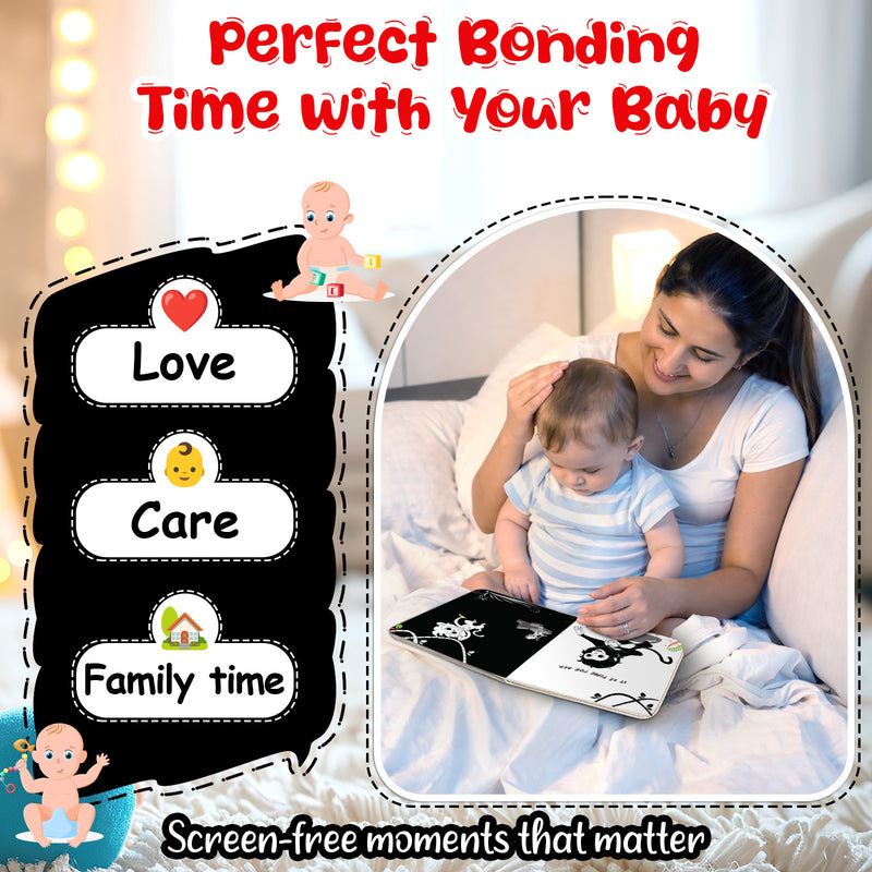 Baby's First High Contrast Book for Babies  – Soft & Safe Bedtime Black and White Book (0+ Months)