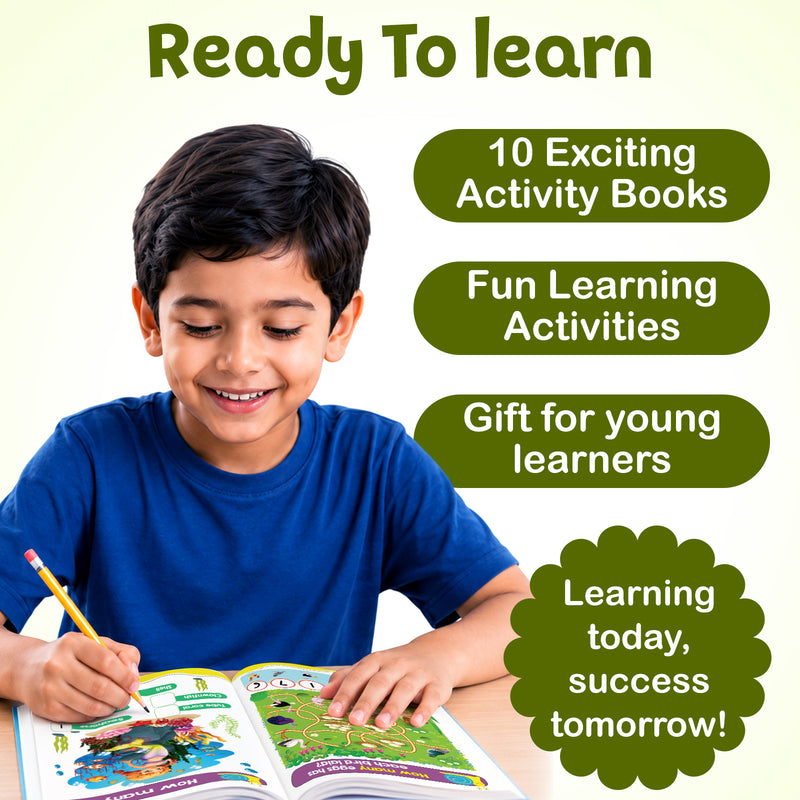 Brain Booster Activity Bag for Kids | Set of 10 Activity Books | Preschool Early Learning Books (Age 3+ Years)