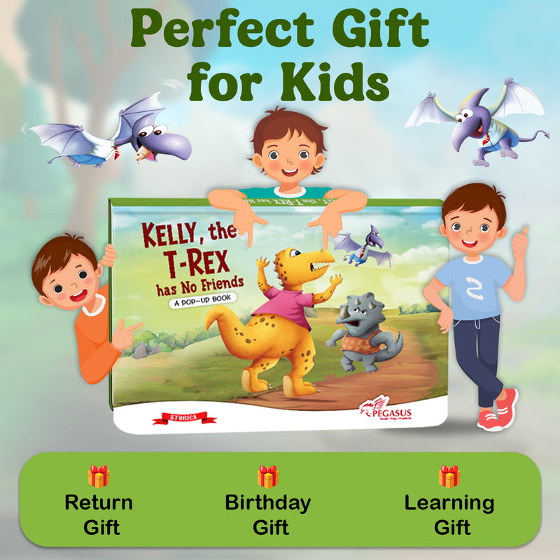 Kelly, the T-Rex – Pop-Up Book for Kids |  Bedtime Story About Friendship & Feelings (Age 2+ Years)
