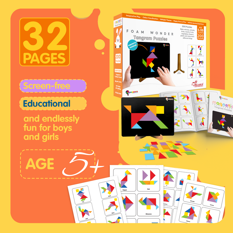 Magnetic Foam Wonder – Tangram Puzzle Game for Kids and Family (Age 5–99 Years) | Brain Development Toy