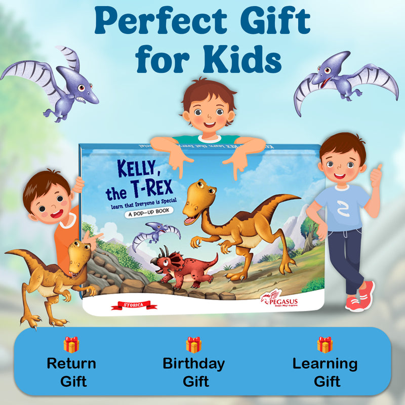 Kelly, the T-Rex – Pop-Up Book for Kids | Bedtime Story Book with love & Kindness (Age 2+ Years)
