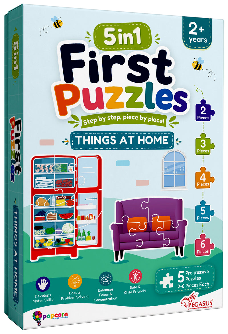 5-in-1 First Puzzles Things at Home for Toddlers and Kids (Age 2+ Years) Jigsaw Puzzle Set | Fun Memory Games and Creative Activity