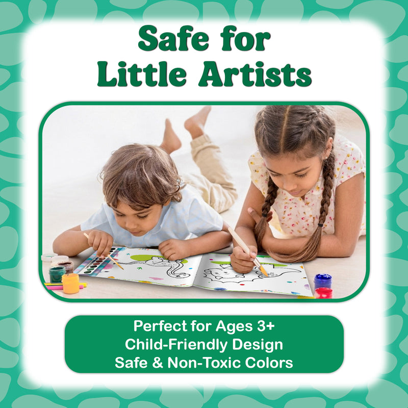 Dinosaurs Colouring Book for Kids – Paint and Play Watercolour Painting Set (Age 3+ Years)