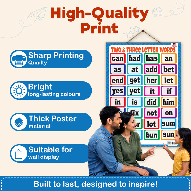 Two & Three Letter Words - Thick Laminated Primary Chart
