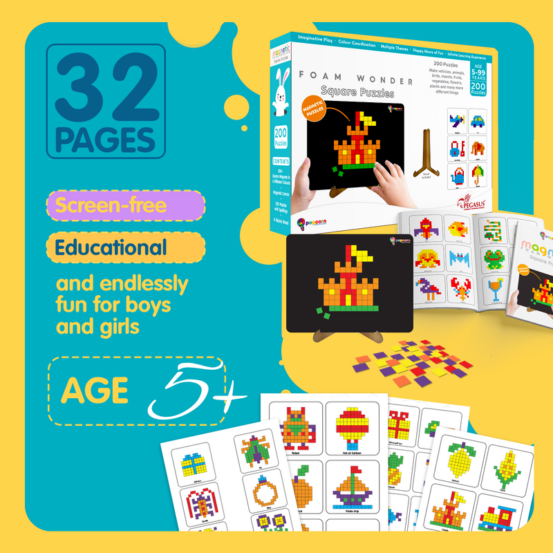 Magnetic Foam Wonder – Square Puzzle Game for Kids and Family (Age 5–99 Years) | Brain Development Toy