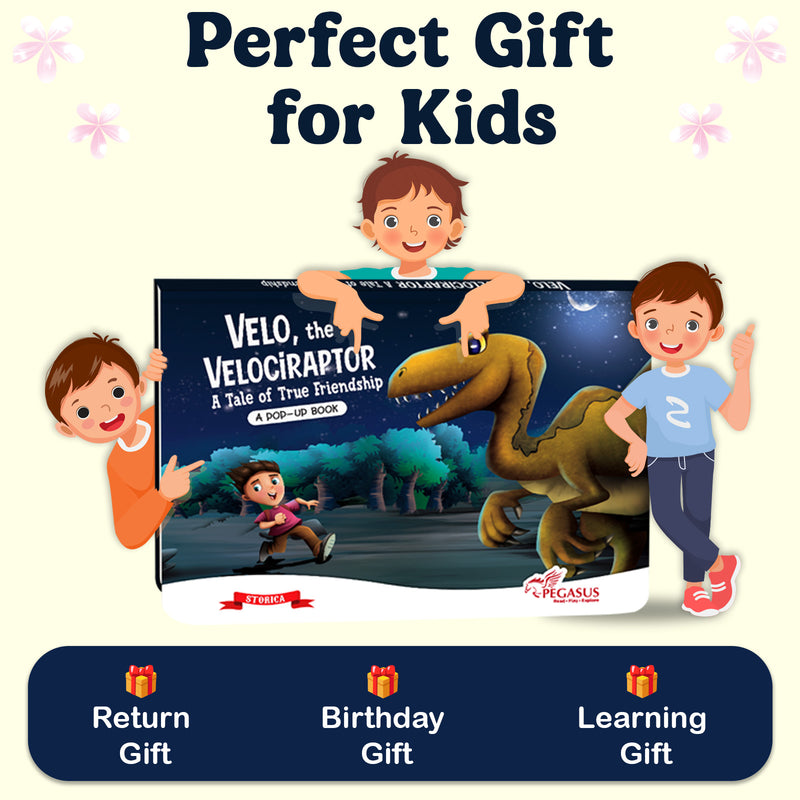 Velo, the Velociraptor – Pop-Up Book for Kids | Bedtime Story About Kindness & Adventure (Age 2+ Years)