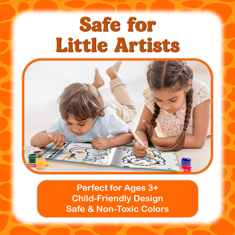 Animal World Colouring Book for Kids – Paint and Play Watercolour Painting Set (Age 3+ Years)